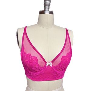 Victorias Secret Body by Victoria Lace Unlined Demi Bra 36B Hot Pink